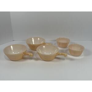 Fire King Oven Ware Peach Lustre Soup Bowl Serving Dish Set